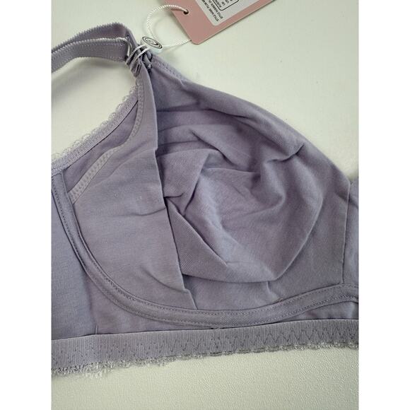 Cake Lingerie Balcony Style Flexible Wire Embroidery Purple Nursing Bra Size 34B - Picture 11 of 16